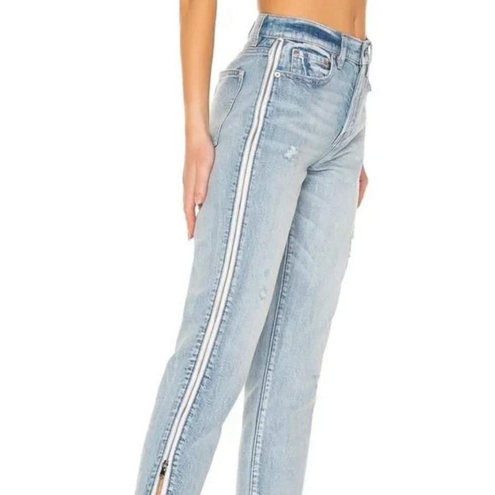 NWT Woman Sz 26 PISTOLA DENIM Charlie High Rise Straight Leg Side Zip Light Wash